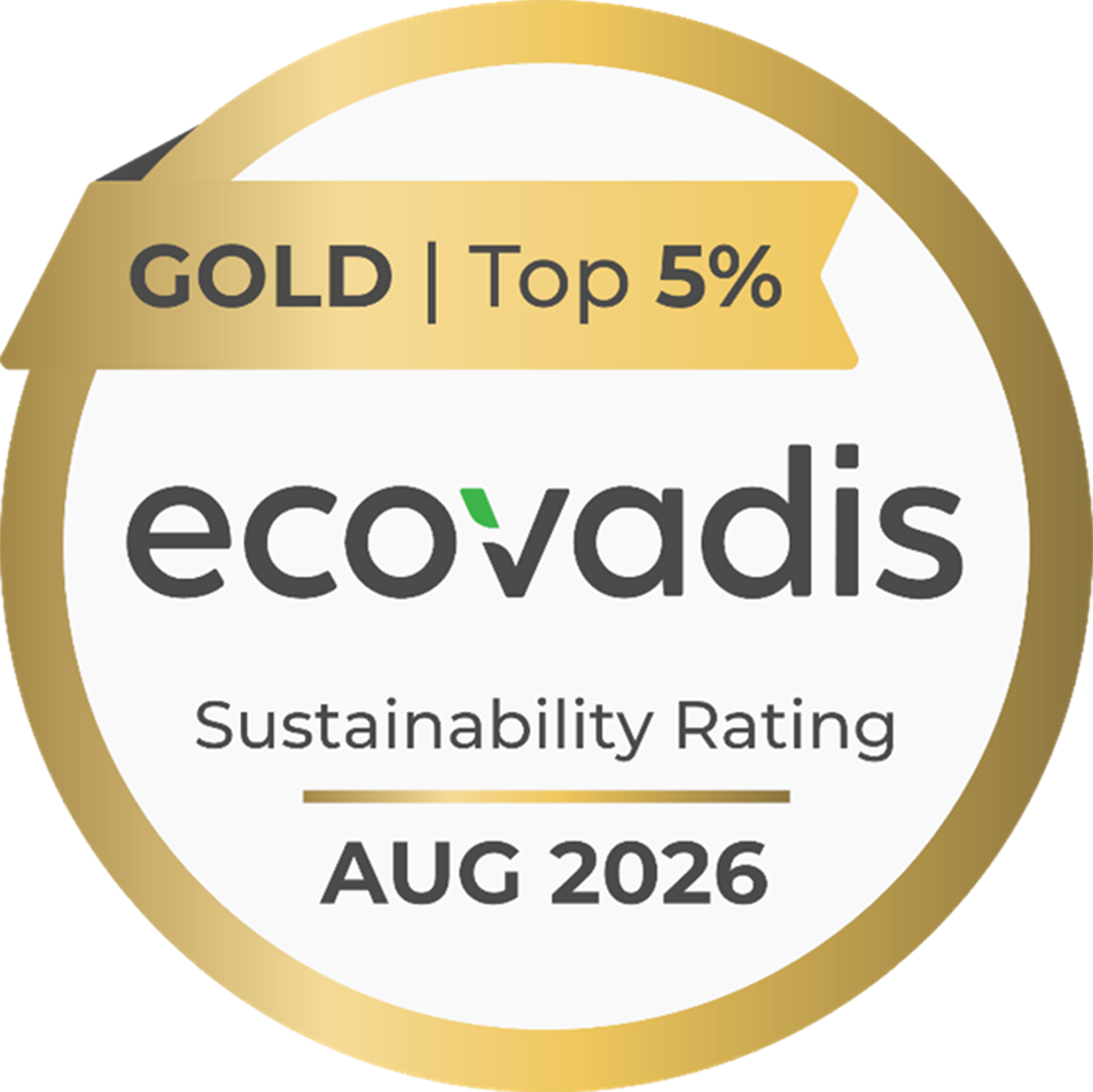 ecovadis GOLD | Top 5% Sustainability Rating AUG 2026