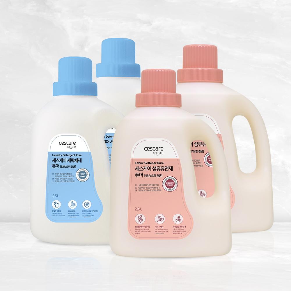 세스케어 세탁세제 2.5L x 2개 + 섬유유연제 2.5L x 2개