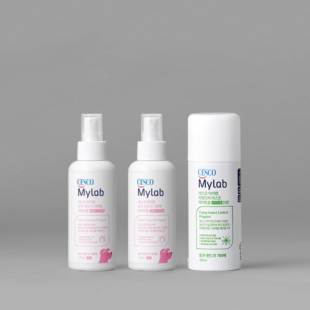 세스코 마이랩 모기·진드기 기피제 반려견용 120ml x 2개 + 아웃도어 미스트 기피제 100ml 1개