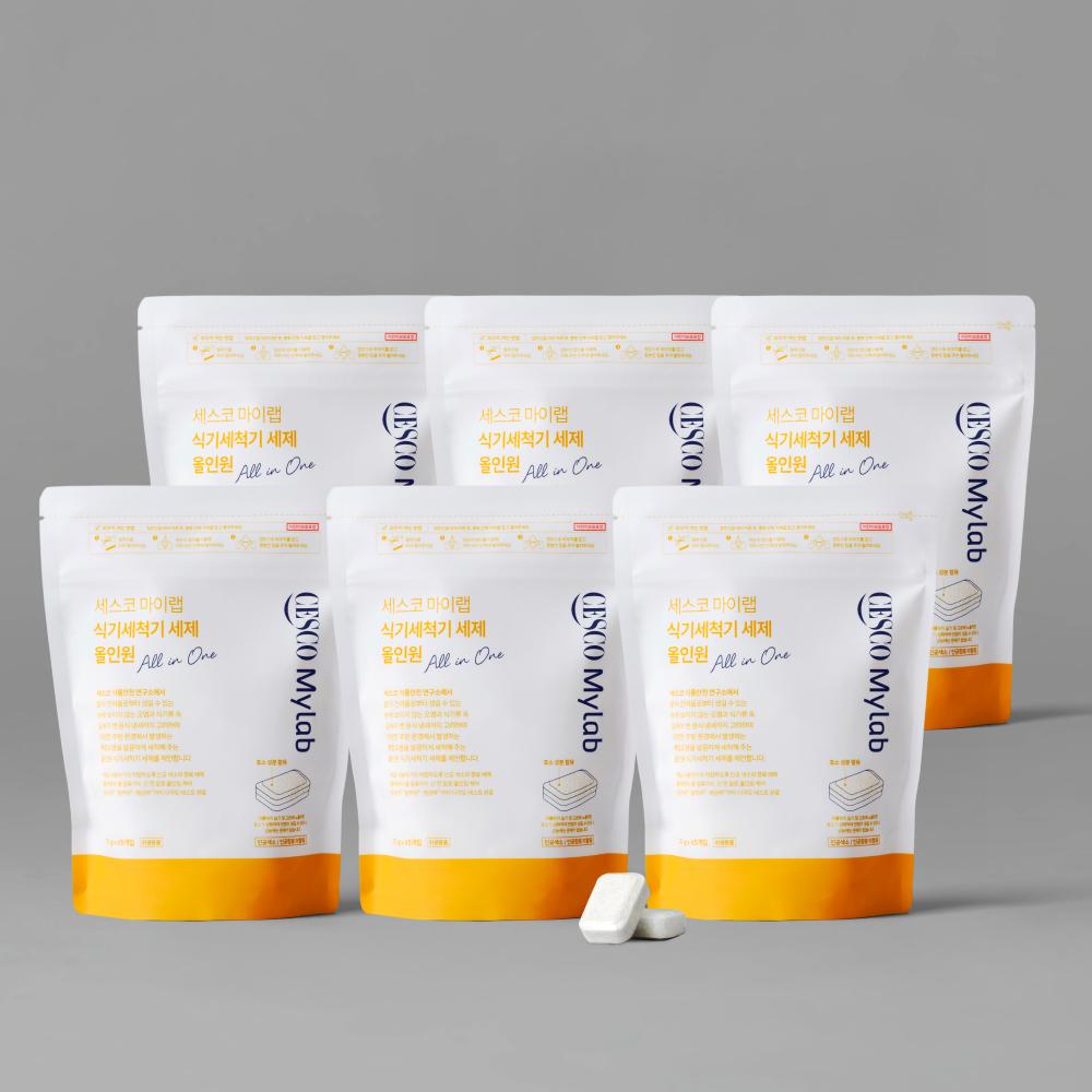 세스코 마이랩 식기세척기 세제 올인원 (10g x 65개입) x 6개