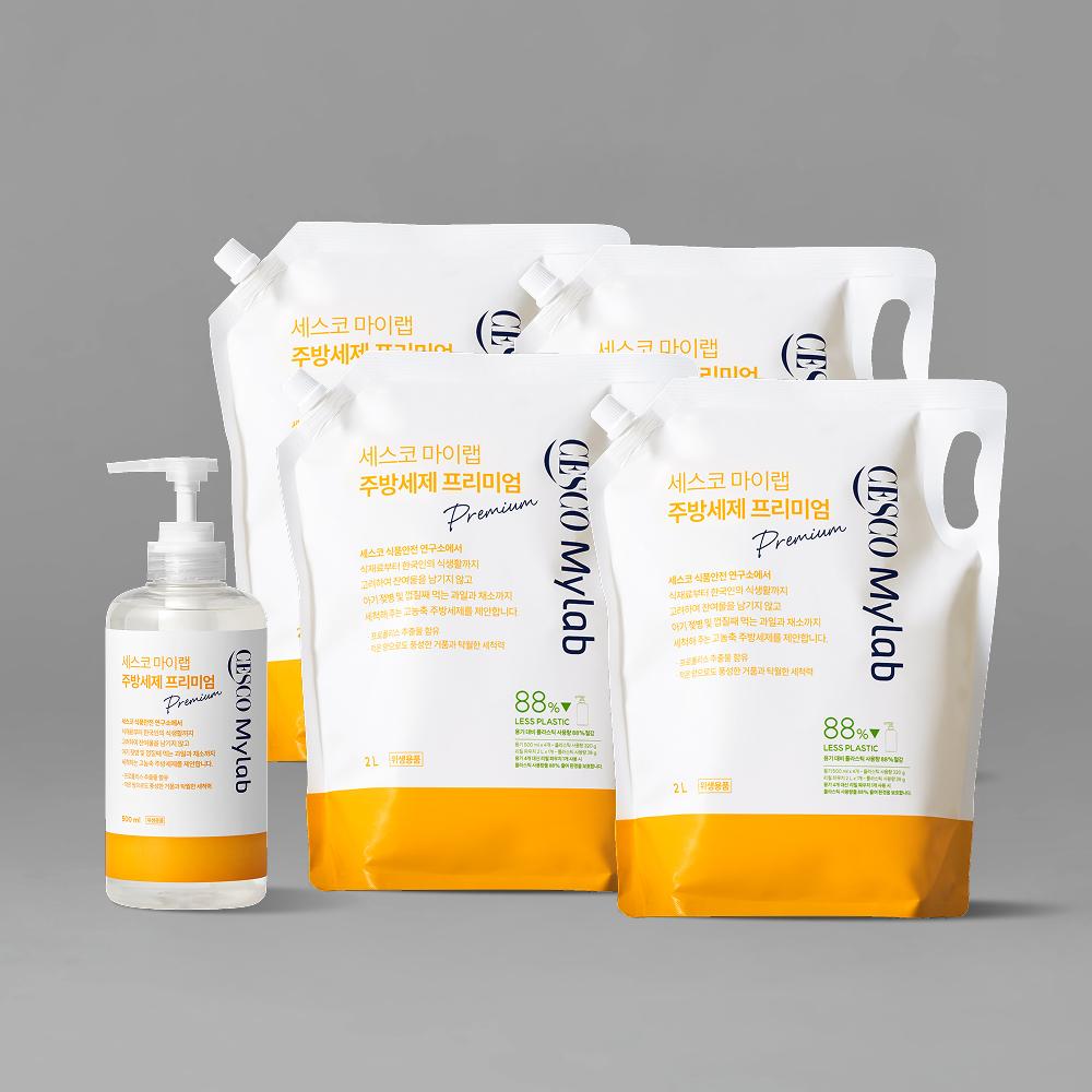 세스코 마이랩 주방세제 프리미엄 리필 2L x 4개 + 500ml