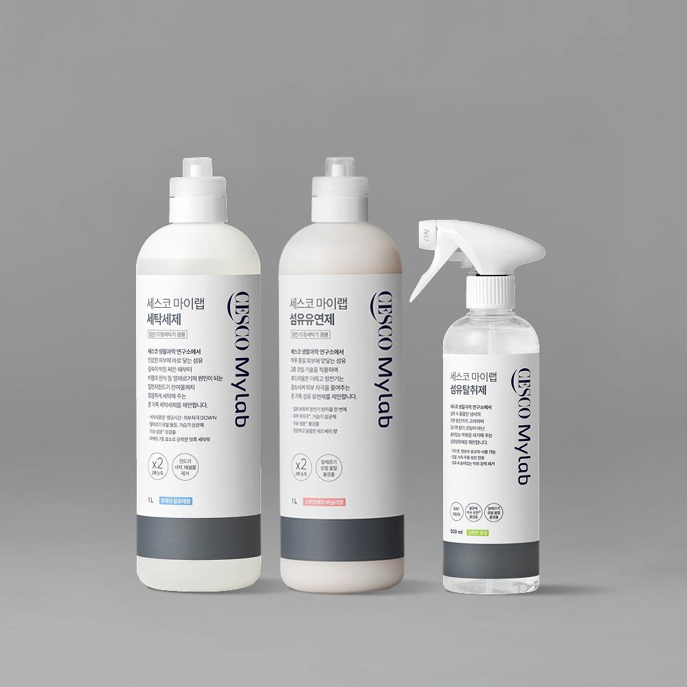세스코 마이랩 세탁세제 1L + 섬유유연제 1L + 섬유탈취제 500ml