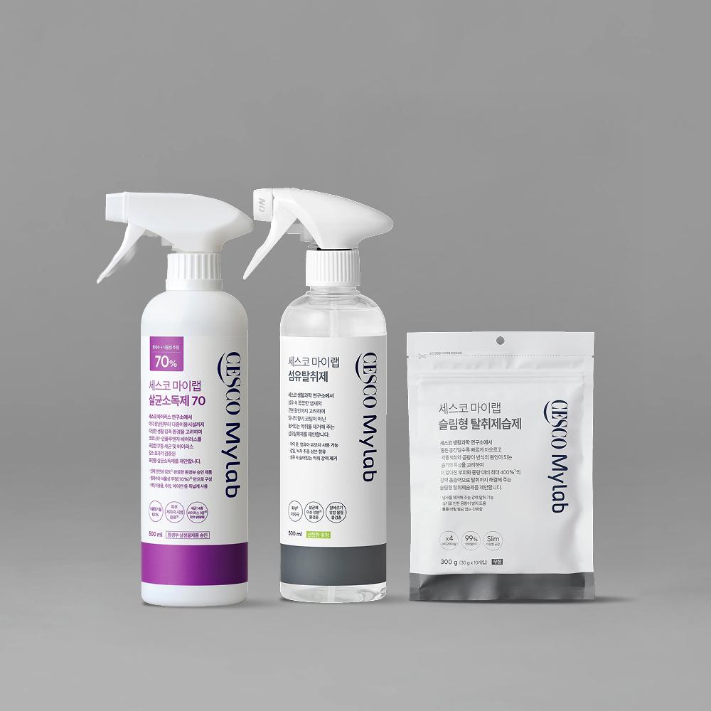 세스코 마이랩 살균소독제 70 500ml + 슬림형 탈취제습제 (30g x 10개입) + 섬유탈취제 500ml