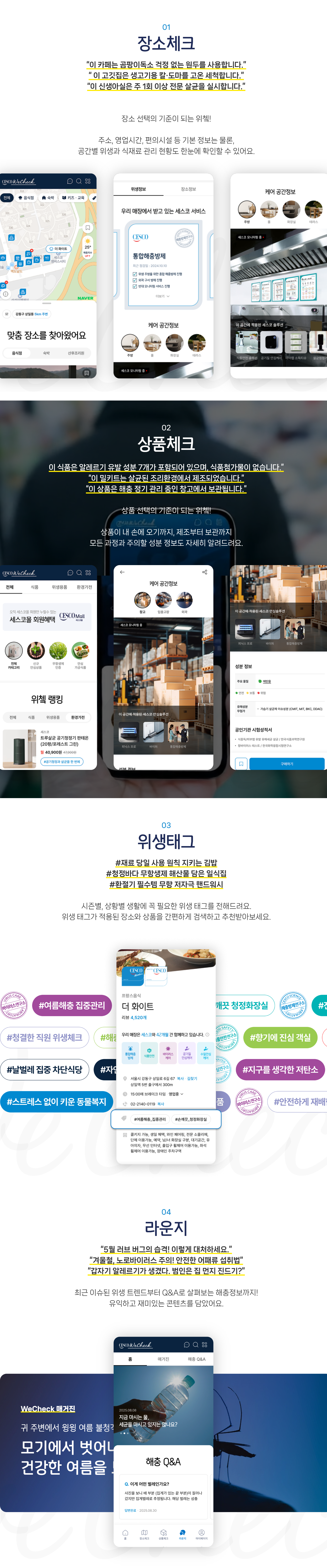 1.장소체크 2.상품체크 3.위생태그 4.라운지